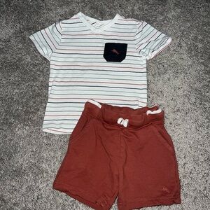 Tommy Bahama Striped Tee with Rust Shorts